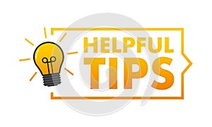Helpful Tips Concept with Light Bulb Icon, Vector Illustration for Ideas and Suggestions, Bright Yellow and Orange Color