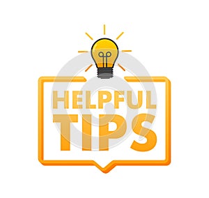 Helpful Tips Icon with Light Bulb, Information and Guidance Vector Illustration, Knowledge and Solution Concept