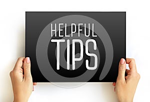 Helpful Tips text on card, concept background