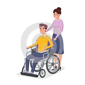 Helping disabled individual vector illustration