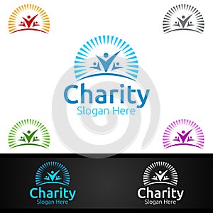 Helping Hand Charity Foundation Creative Logo for Voluntary Church or Charity Donation photo