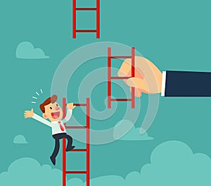 helping hand connect broken ladder for businessman