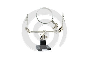 Helping hand magnifier isolated on white background