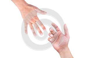 Helping hand, male hand takes male hand, help charity concept