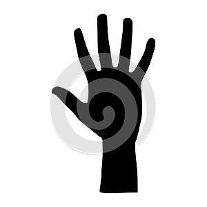 Helping hand.Open Palm Hand Flat Icon Isolated on White.Silhouette helping hand.vector illustration. photo