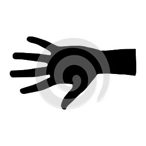 Helping hand.Open Palm Hand Flat Icon Isolated on White.Silhouette helping hand.vector illustration.