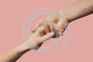 helping hand - support, assistance and charity concept. hands reaching together