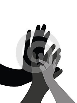 A helping hands black color silhouette vector