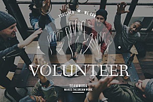 Helping Hands Volunteer Support Community Service Graphic