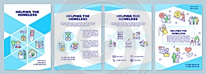 Helping homeless people turquoise brochure template