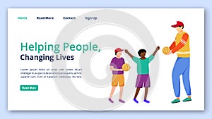 Helping people, changing lives landing page vector template
