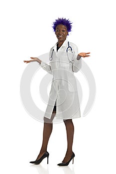 Helpless Black Female Doctor Spreads His Hands