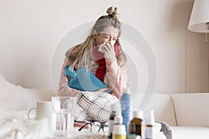 Helpless sick woman