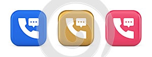 Helpline assistance chat consulting telephone customer support button 3d realistic icon