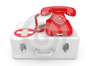 Helpline.Services. Phone on medical kit