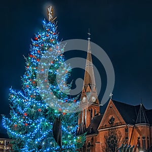 Helsingborg Gustav Adolf Church at Christmas