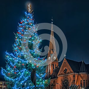 Helsingborg Gustav Adolf Church at Christmas photo