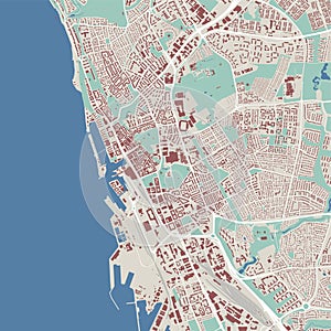 Helsingborg map, city in Sweden. Streetmap municipal area