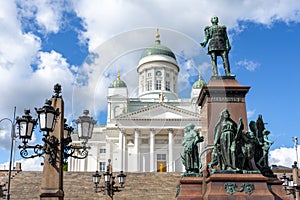 Helsinki Cathedral and Alexander II monument on Senate Square, Finland