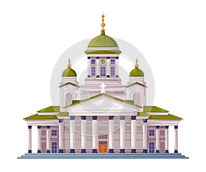 Helsinki Cathedral as Finland Symbol and Attribute Vector Illustration