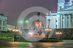 Helsinki cathedral and monument to Alexander II, Finland