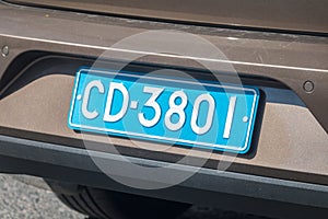 Vehicle registration plate of diplomatic corps. CD means diplomatic corps French: corps diplomatique.