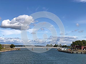 Helsinki, Finland : Bridge between two islands, Iso Mustasaari and Susisaari i