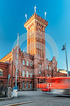 Helsinki, Finland. Erottaja fire station, Rescue Station In Korkeavuorenkatu Street In Sunny Day. Kaartinkaupunki