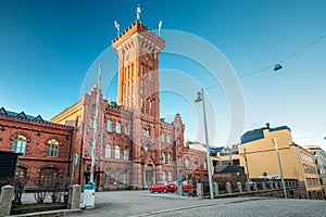 Helsinki, Finland. Erottaja fire station, Rescue Station In Korkeavuorenkatu Street In Sunny Day