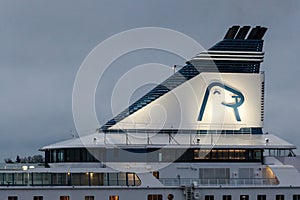 HELSINKI, FINLAND - OCTOBER 25 : the ferry boat SILJA LINE sails from port of the city of Helsinki , Finland OCTOBER 25 2016.