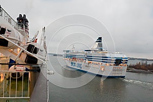 HELSINKI, FINLAND - OCTOBER 25 : the ferry boat SILJA LINE sails from port of the city of Helsinki , Finland OCTOBER 25 2016.