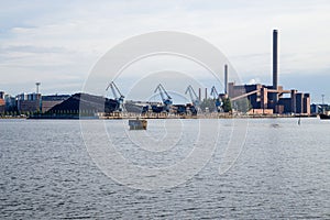 Helsinki, Finland. The power plant on the shore of the sea