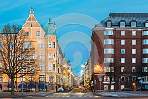 Helsinki, Finland. Residential House Building At Intersection Of