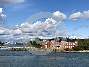Helsinki, Finland : Suomenlinna, Sveaborg sea fortress seen from boat