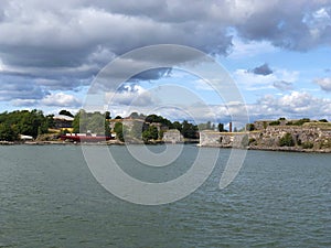 Helsinki, Finland : Suomenlinna, Sveaborg sea fortress seen from boat