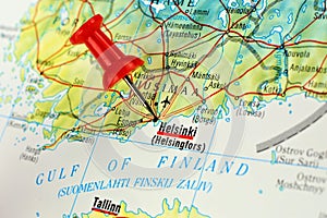 Helsinki map with pin