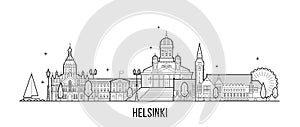 Helsinki skyline Finland city building vector line