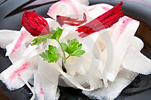 Helthy salad with daikon radish and beetroot