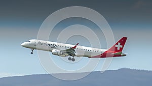 Helvetic Airways Embraer ERJ195 departing Frankfurt