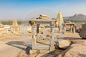 Hemakuta hill temples against Virupaksha temple, Hampi