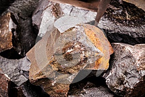 Hematite ore, the main source of iron for steelmaking, raw material for the metallurgy and syrurgical industry