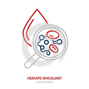 Hemato oncology linear pictogram. Interdisciplinary medical specialty symbol.