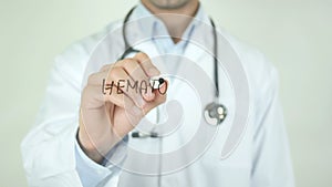 Hematologist, Doctor Writing on Transparent Screen