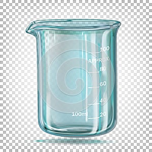 ÃÂ¡hemical beaker with measured divisions. Cylindrical container with a flat bottom