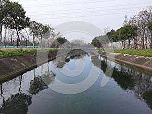 Heming Wetland Park in spring, Heming Wetland Park in the southern suburb of Xi`an, Shaanxi Province, China