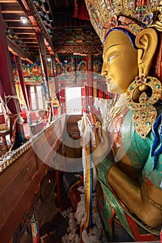 Hemis Monastery, head of a golden Buddha statue