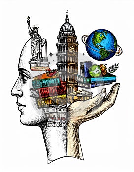 The hemispheres of the brain.