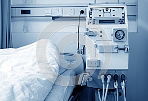 Hemodialysis machine in an hospital ward