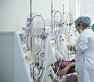 Hemodialysis in people on the equipment