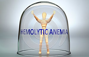 Hemolytic anemia can separate a person from the world and lock in an isolation that limits - pictured as a human figure locked